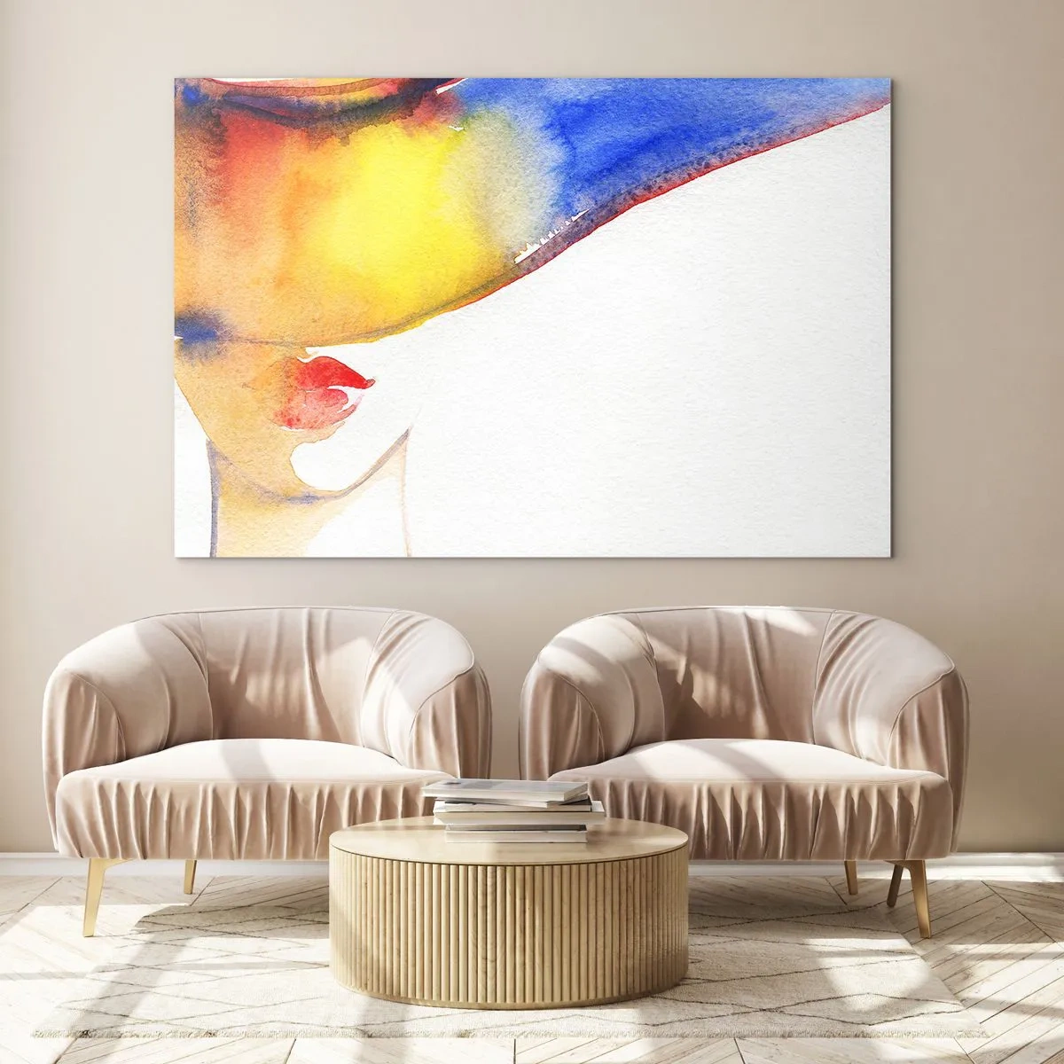 Schilderen op glas - Portret van een dame - 100x70 cm