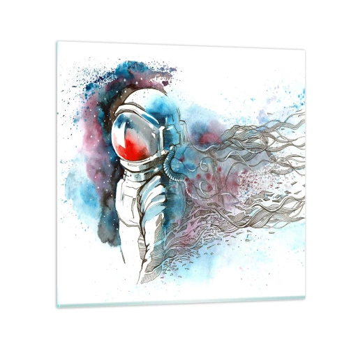 Schilderen op glas - Alleen met de kosmos - 30x30 cm