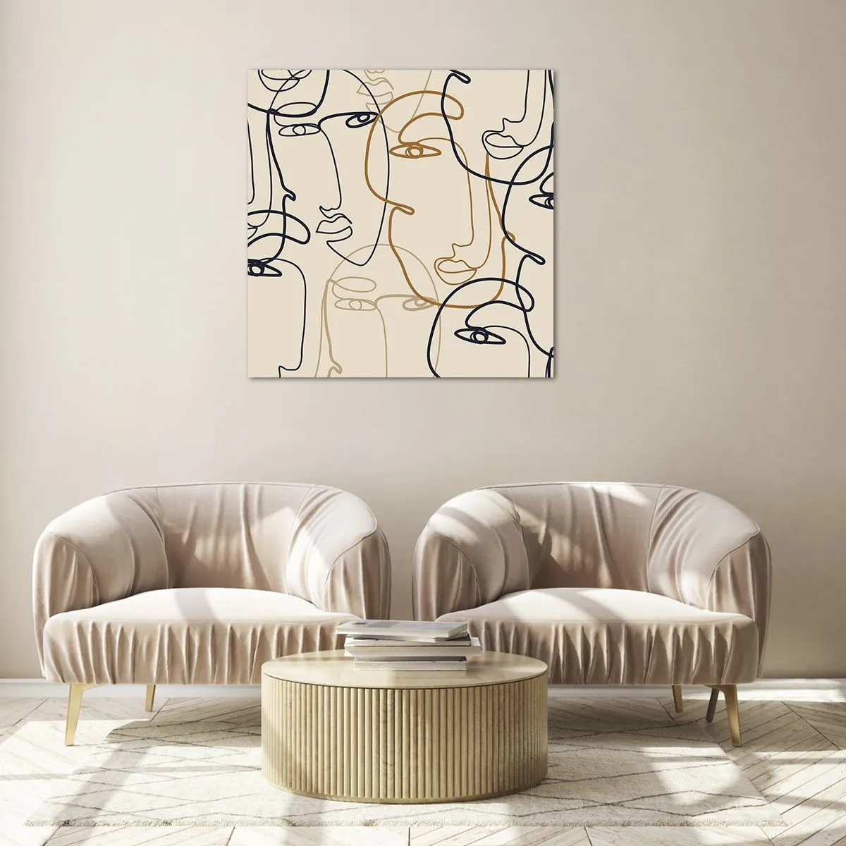 Schilderen op glas - Het portret is vermenigvuldigd - 70x70 cm