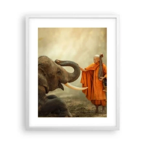 Poster in een witte lijst - Ontmoeting tijdens een reis - 40x50 cm