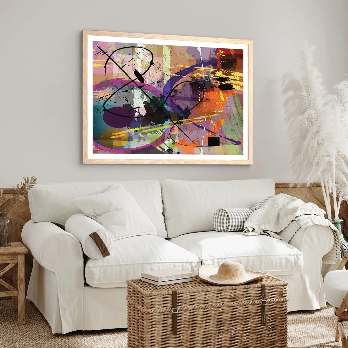 Een poster in een licht eiken lijst - Je kunt rechtdoor of rondom - 70x50 cm