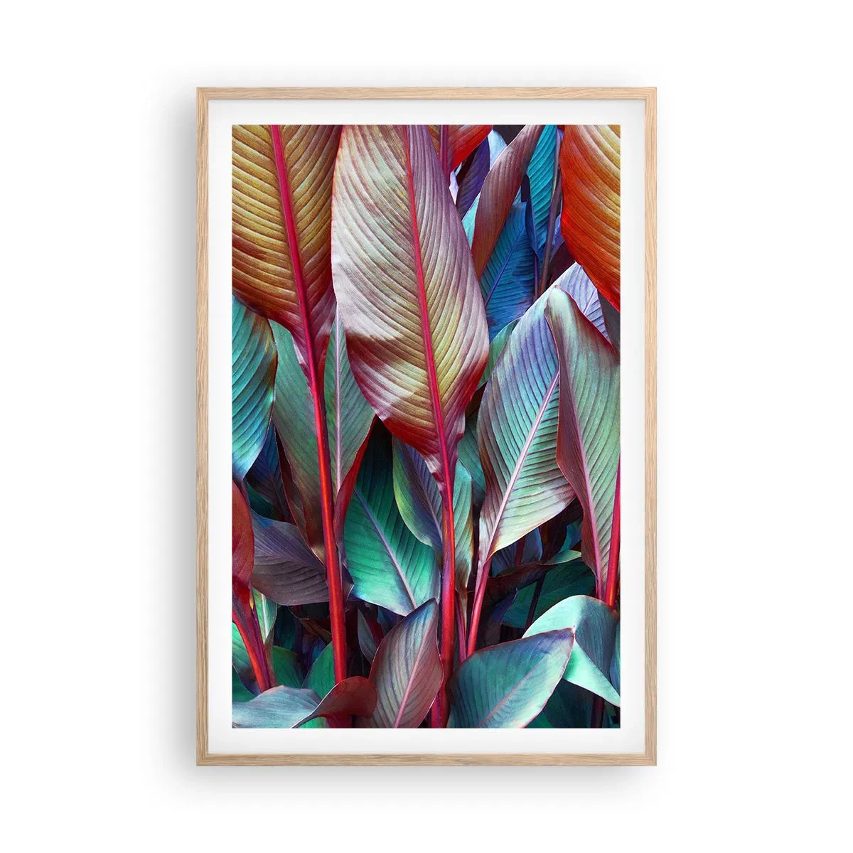 Een poster in een licht eiken lijst - Een kleurrijk struikgewas - 61x91 cm