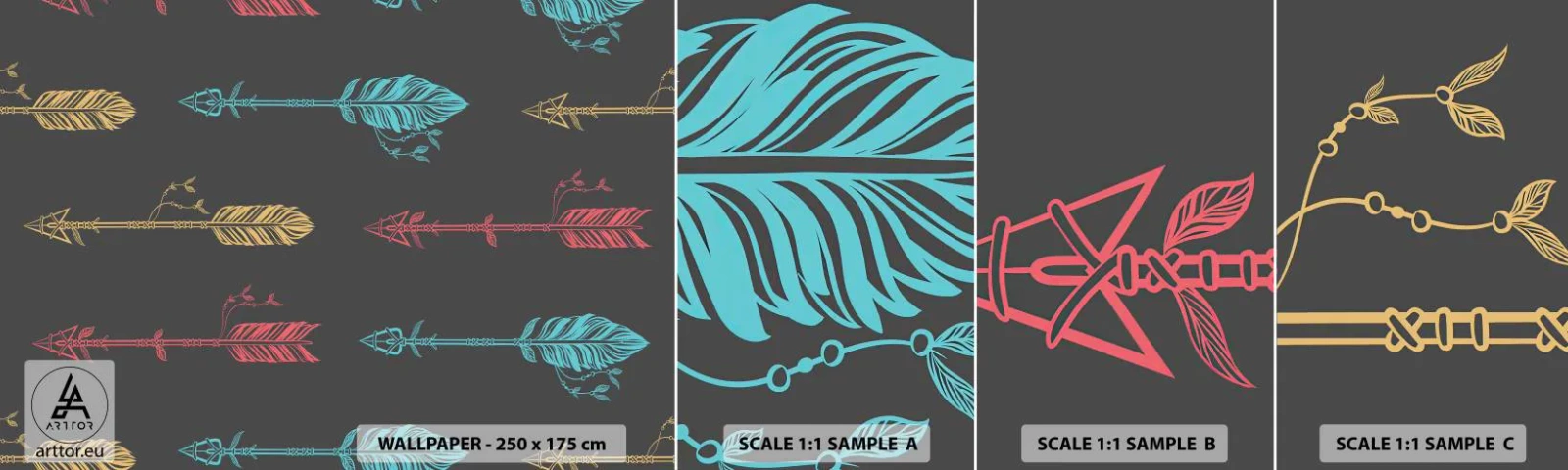 Fotobehang Staaltje Standard Eco - In de verordening - Abstractie, Boho, Pijl - 100x30 cm