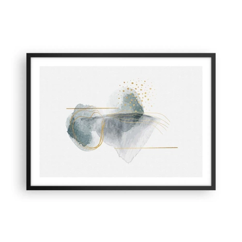 Poster in een zwarte lijst - Over de relatie tussen grijs en goud - 70x50 cm