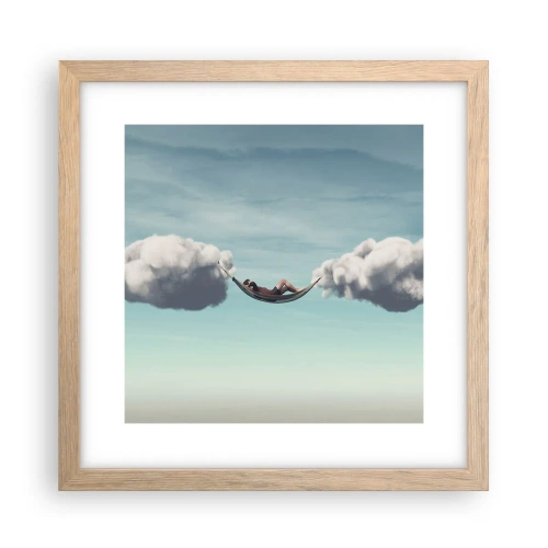 Een poster in een licht eiken lijst - Het geluk van het moment - 30x30 cm