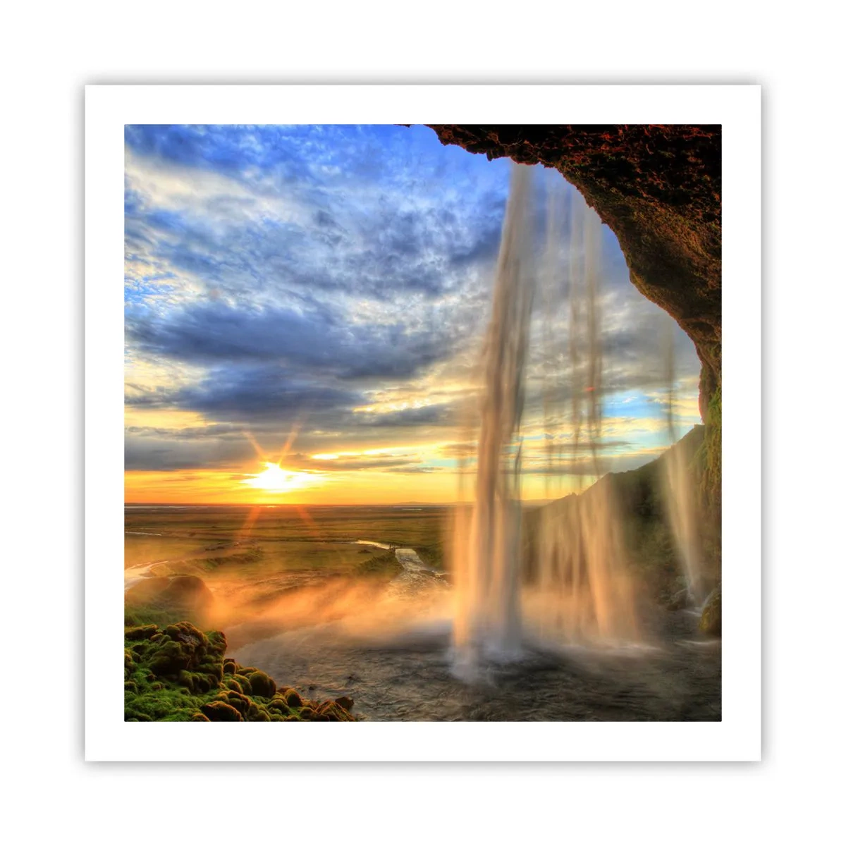 Poster - De wereld achter een sluier van druppels - 60x60 cm