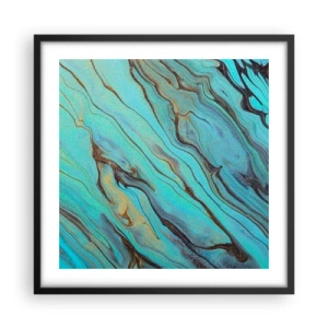 Poster in een zwarte lijst - Turquoise vloed - 50x50 cm