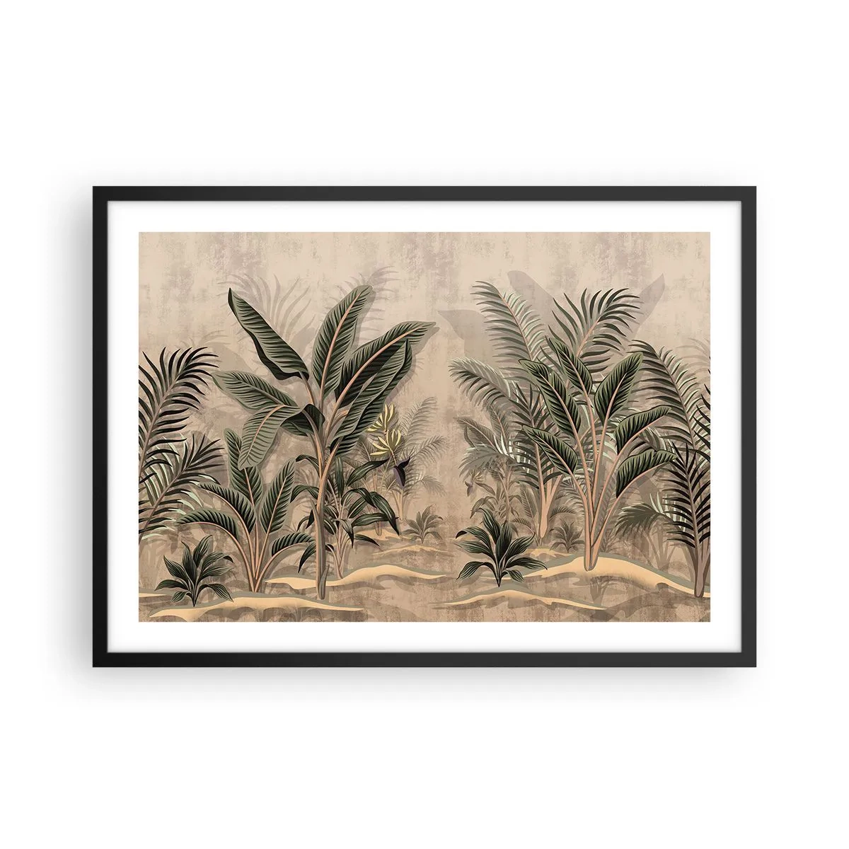 Poster in een zwarte lijst - Een gravure in koloniale stijl - 70x50 cm