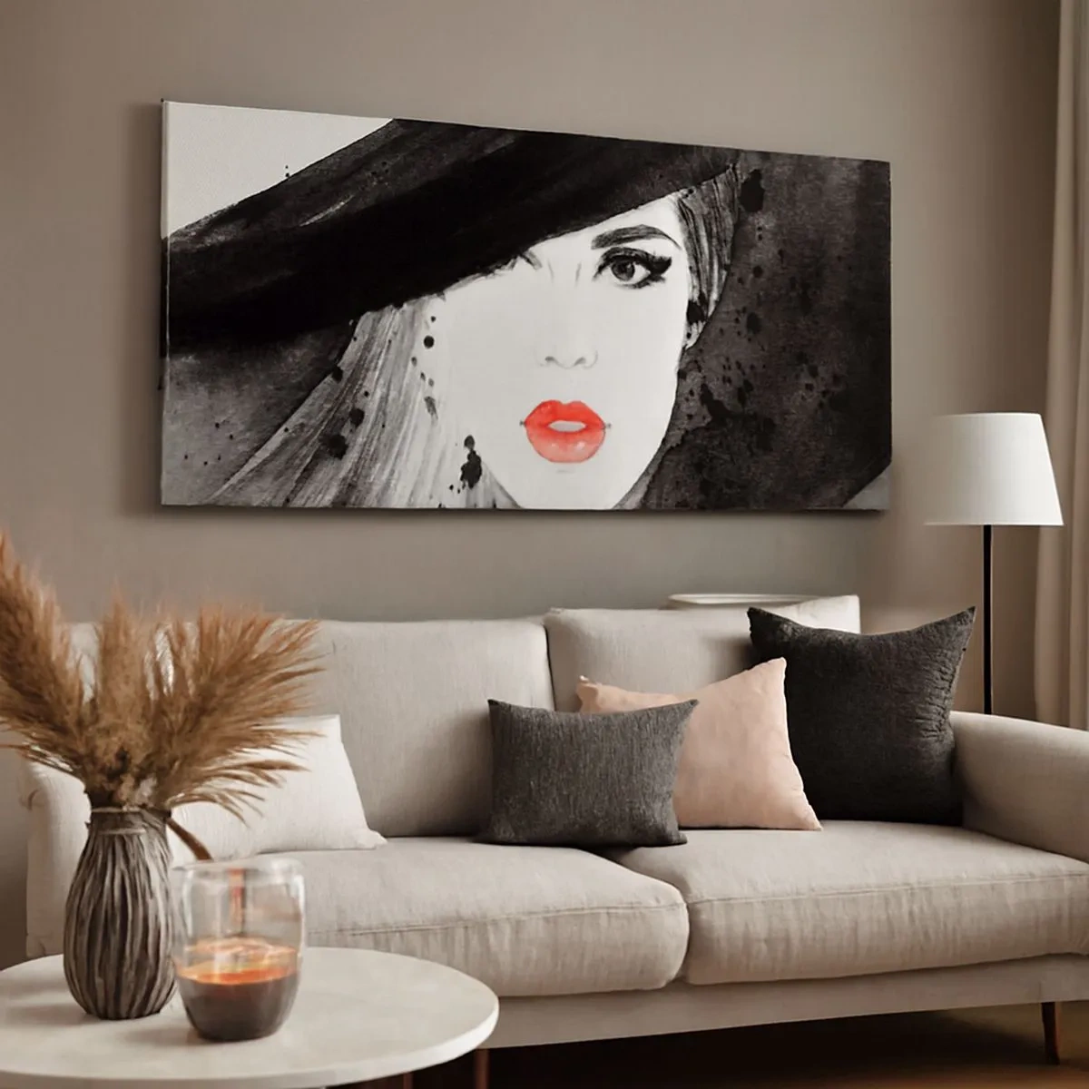 Schilderen op canvas - Vrouw in het zwart - 100x40 cm