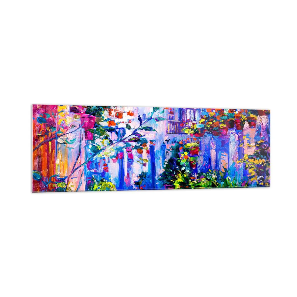 Schilderen op glas - Impressie - een Italiaanse straat - 160x50 cm
