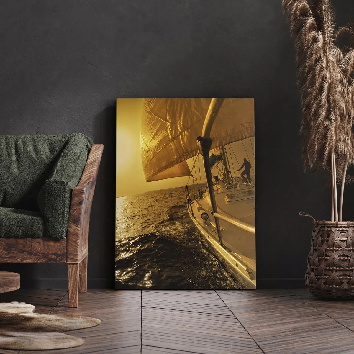 Schilderen op canvas - Een gouden avond na een kleurrijke dag - 50x70 cm