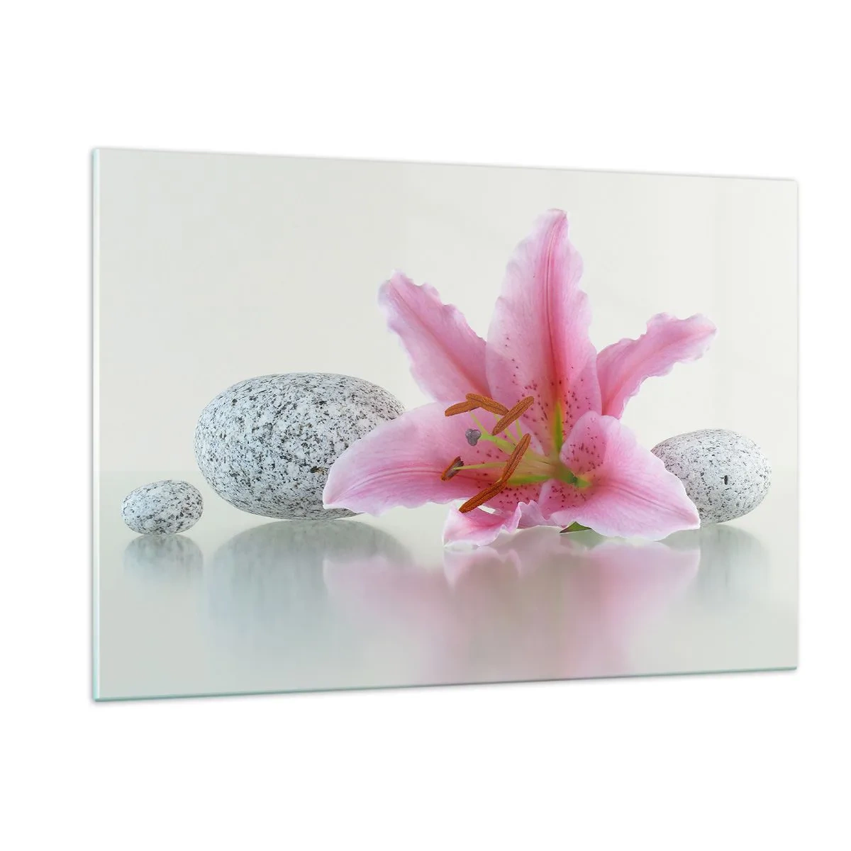 Schilderen op glas - Een studie in roze, grijs en wit - 120x80 cm