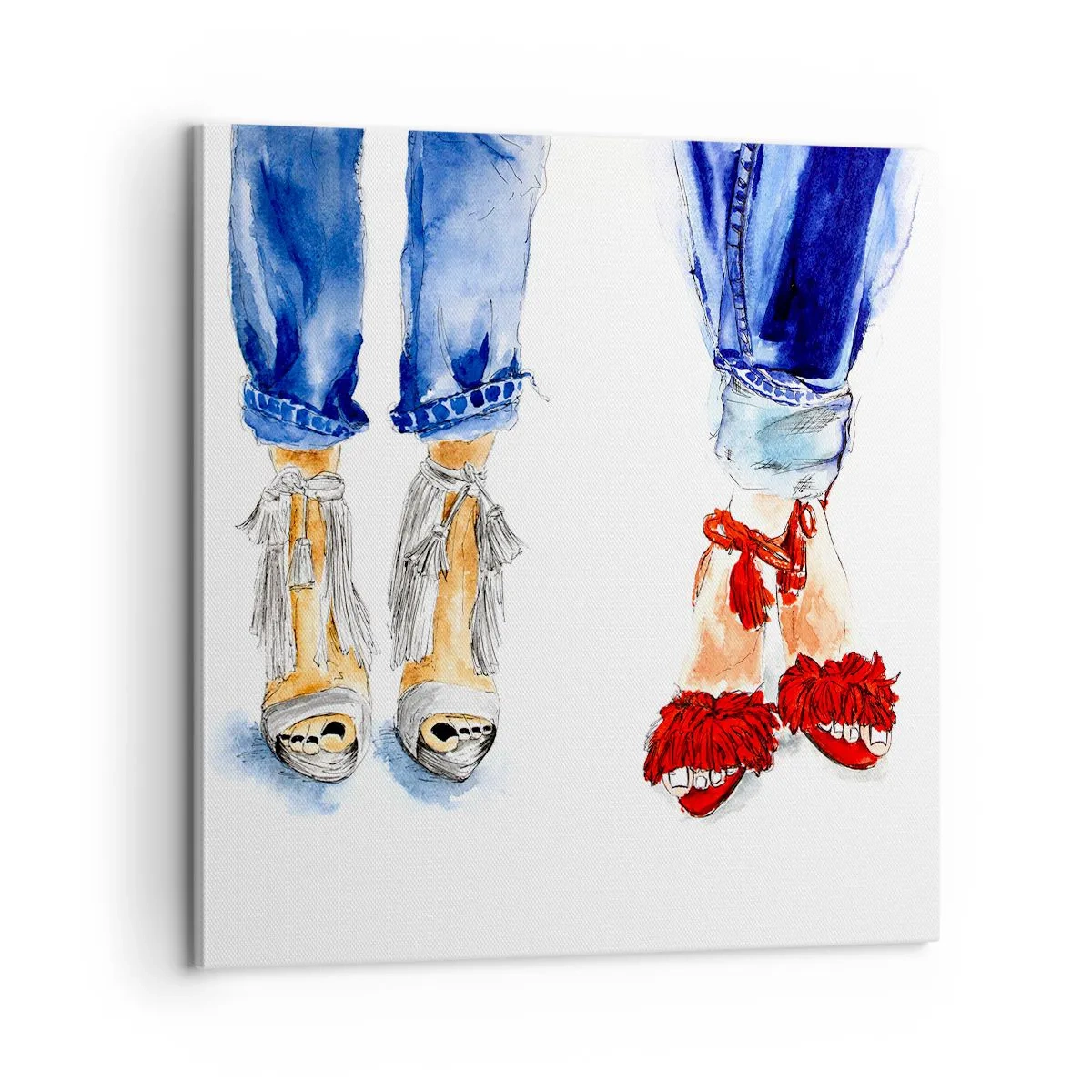 Schilderen op canvas - Misschien gaan we wandelen? - 60x60 cm