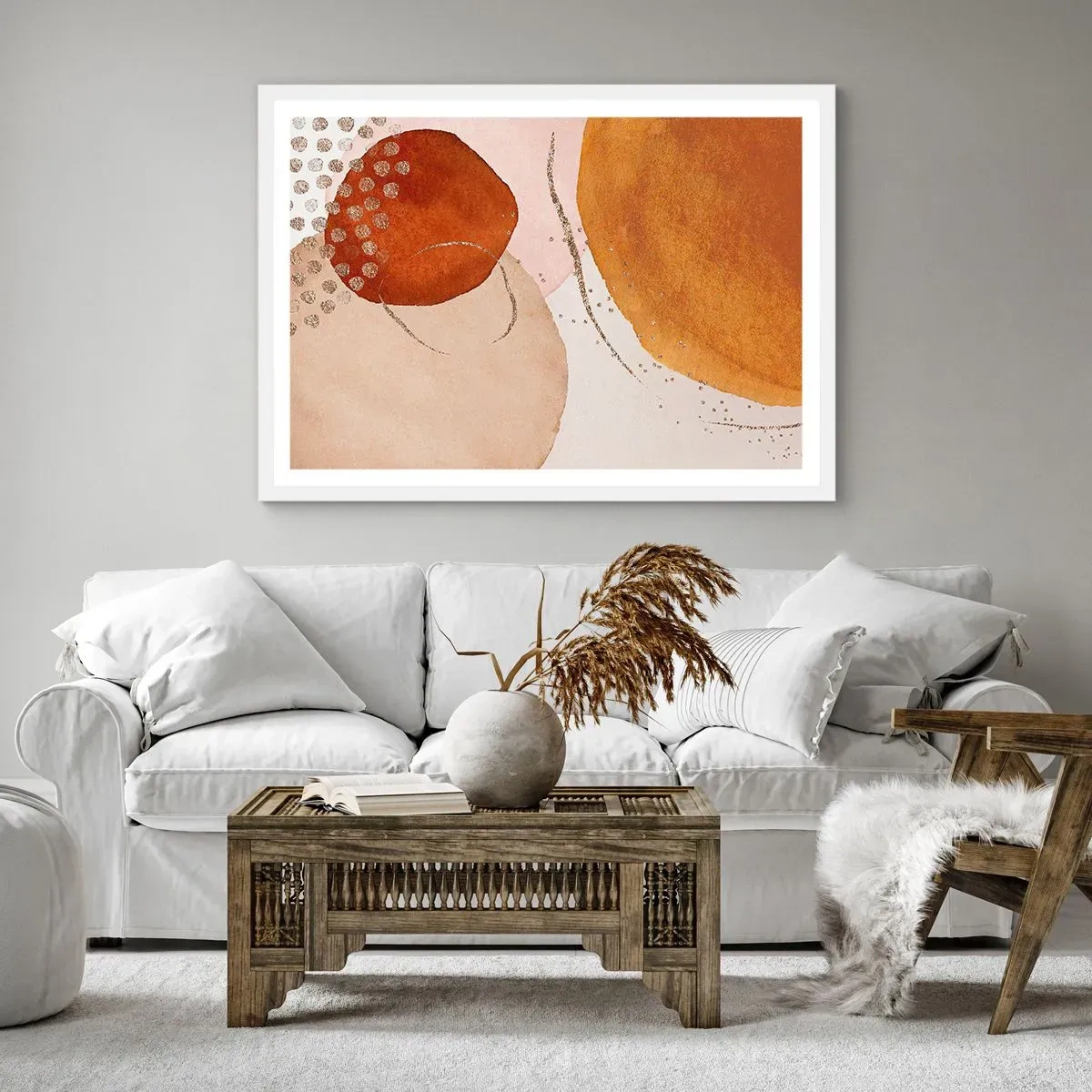 Poster in een witte lijst - Rondheid en beweging - 40x30 cm