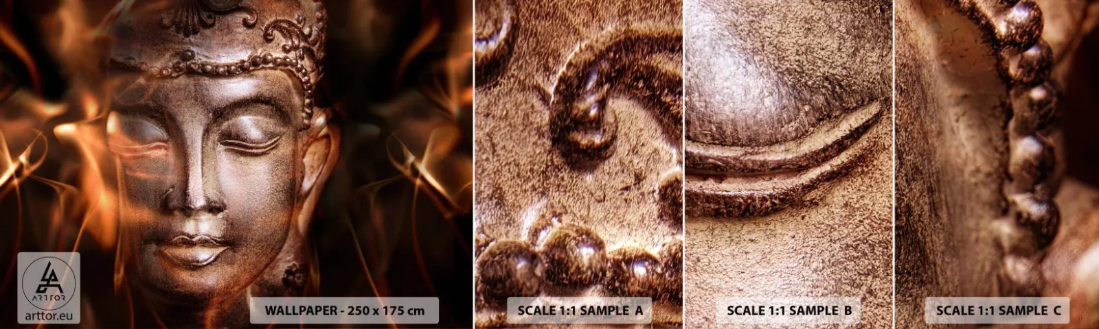 Fotobehang Monster Zelfklevend Deluxe Sticker - Het bestaat alleen hier en nu - Boeddha, Religie, Azië - 100x30 cm