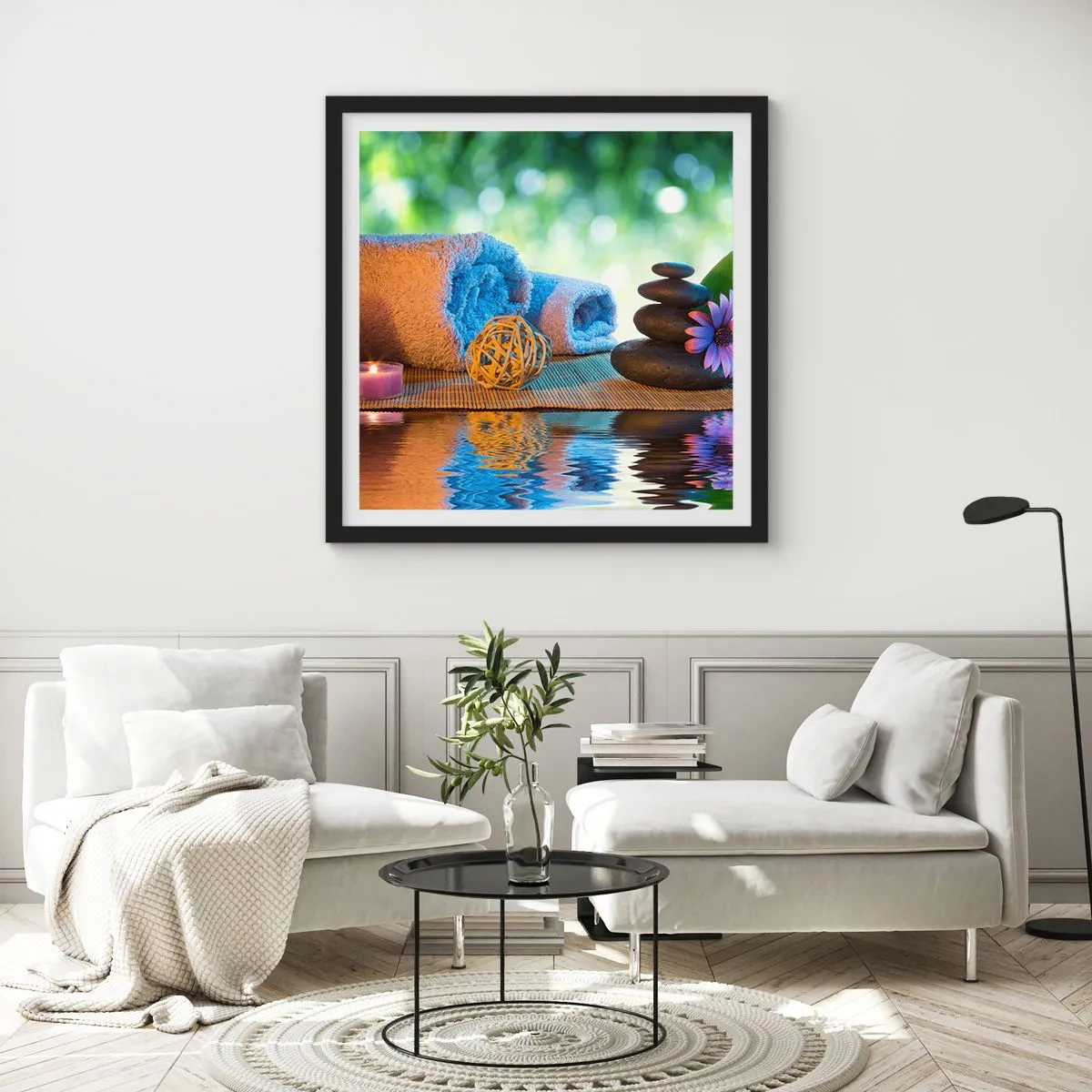 Poster in een zwarte lijst - Tijd voor het lichaam - 30x30 cm