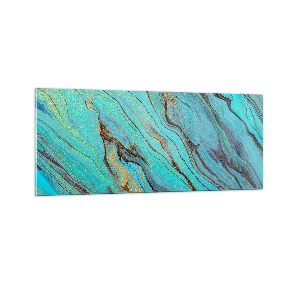 Schilderen op glas - Turquoise vloed - 100x40 cm