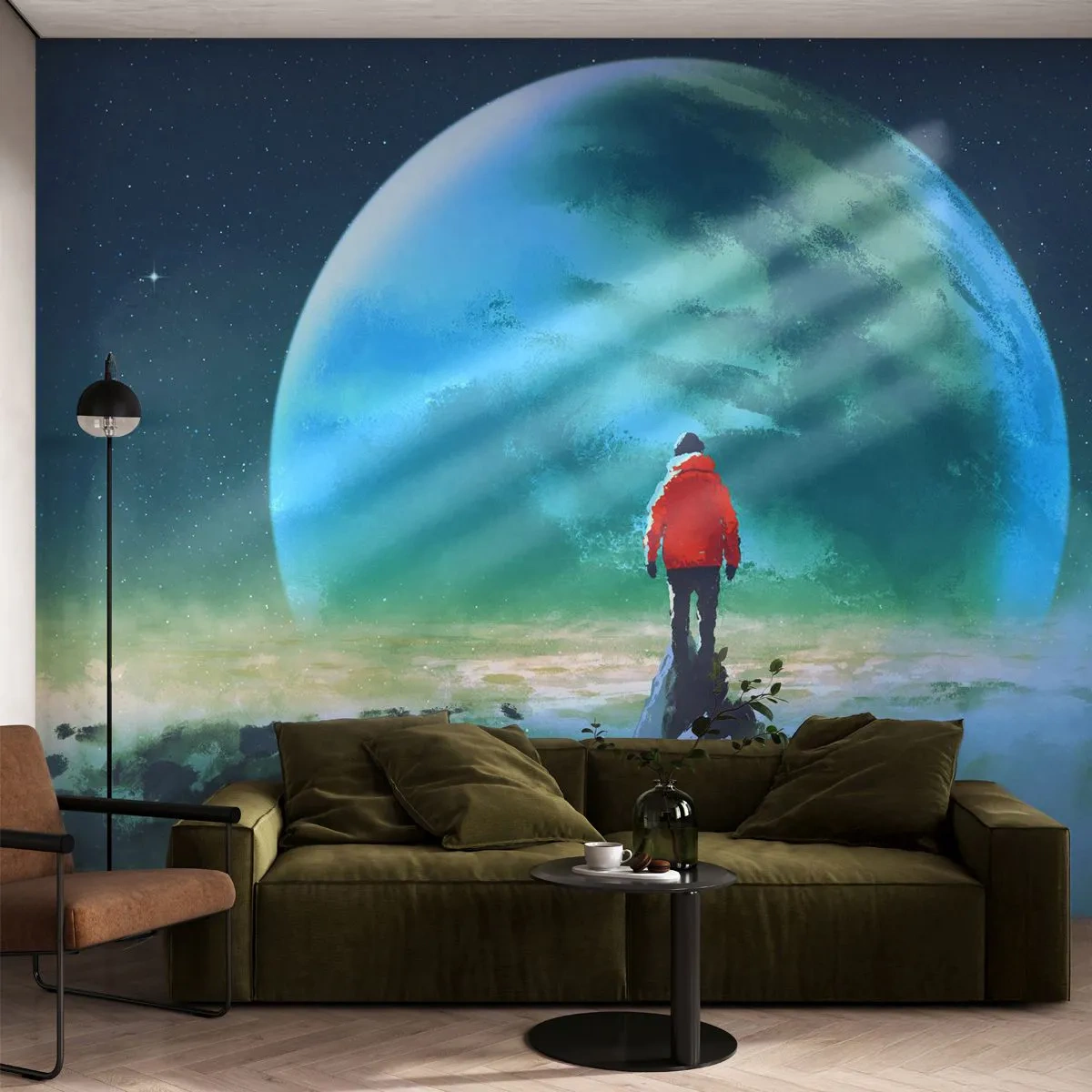 Fotobehang Premium Sand - Ontdekkingsreiziger van het nieuwe land - Abstractie, Fantasie, Planeet aarde - 100x70 cm