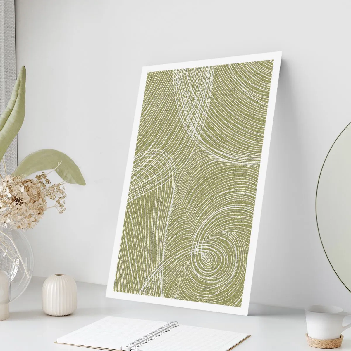 Poster - Ingewikkelde abstractie in wit - 30x40 cm