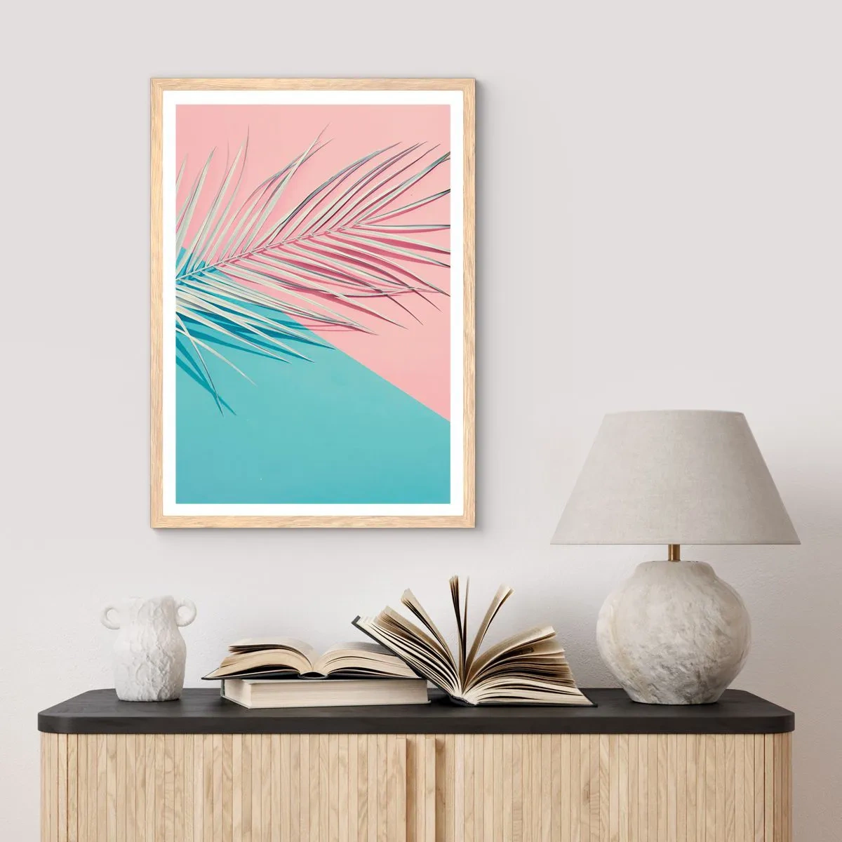 Een poster in een licht eiken lijst - Tropische impressie - 70x100 cm