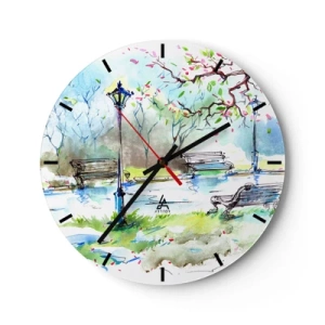 Wandklok - Klok - De charme van de stilte van het park - 40x40 cm
