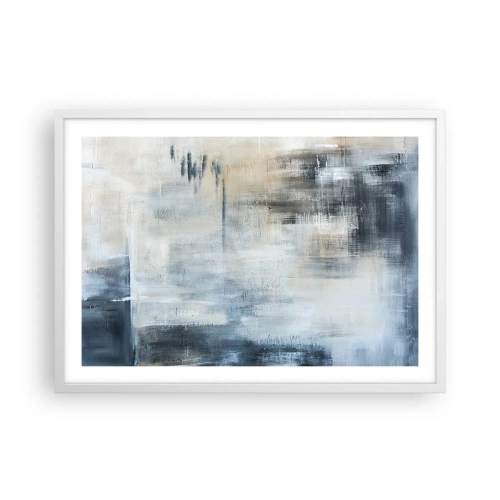 Poster in een witte lijst - Achter het blauwe gordijn - 70x50 cm