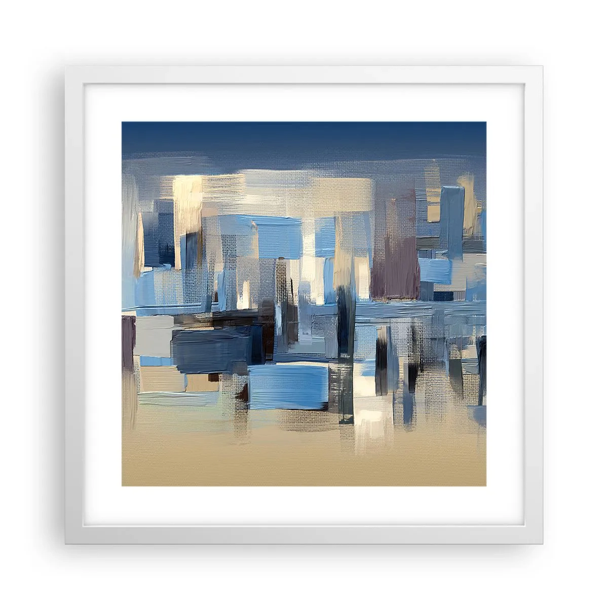 Poster in een witte lijst - Blauwe constructie - 40x40 cm
