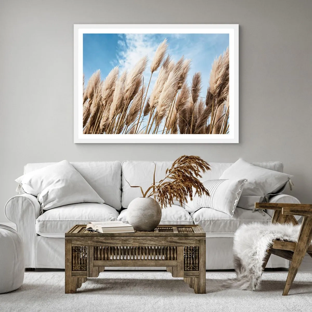 Poster in een witte lijst - Zonnige en winderige streling - 60x60 cm
