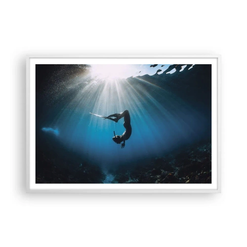 Poster in een witte lijst - onderwaterdans - 100x70 cm