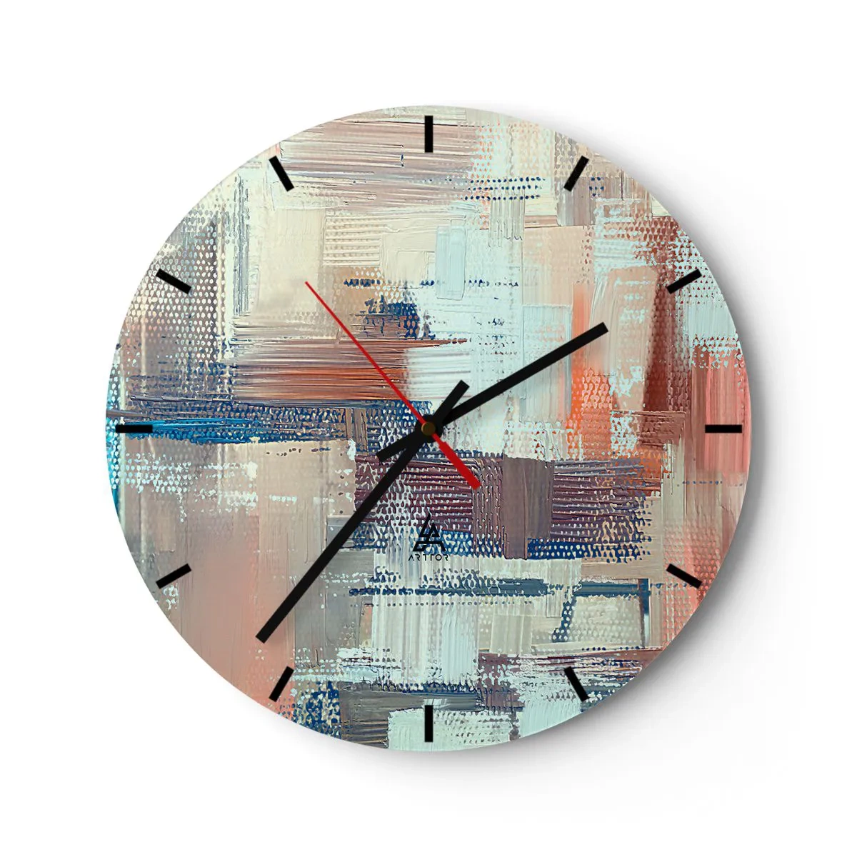 Wandklok - Klok - Een abstracte compositie van penseelstreken in pastelkleuren. - 30x30cm - Het licht bereiken - Moderne wanddecoratie voor woonkamer, keuken en slaapkamer ARTTOR