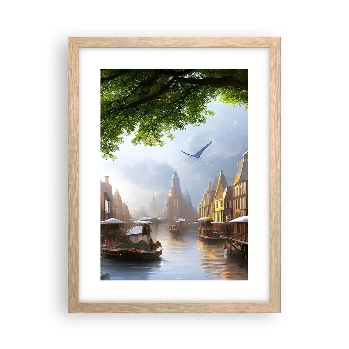 Een poster in een licht eiken lijst - Hollands stadsbeeld - 30x40 cm