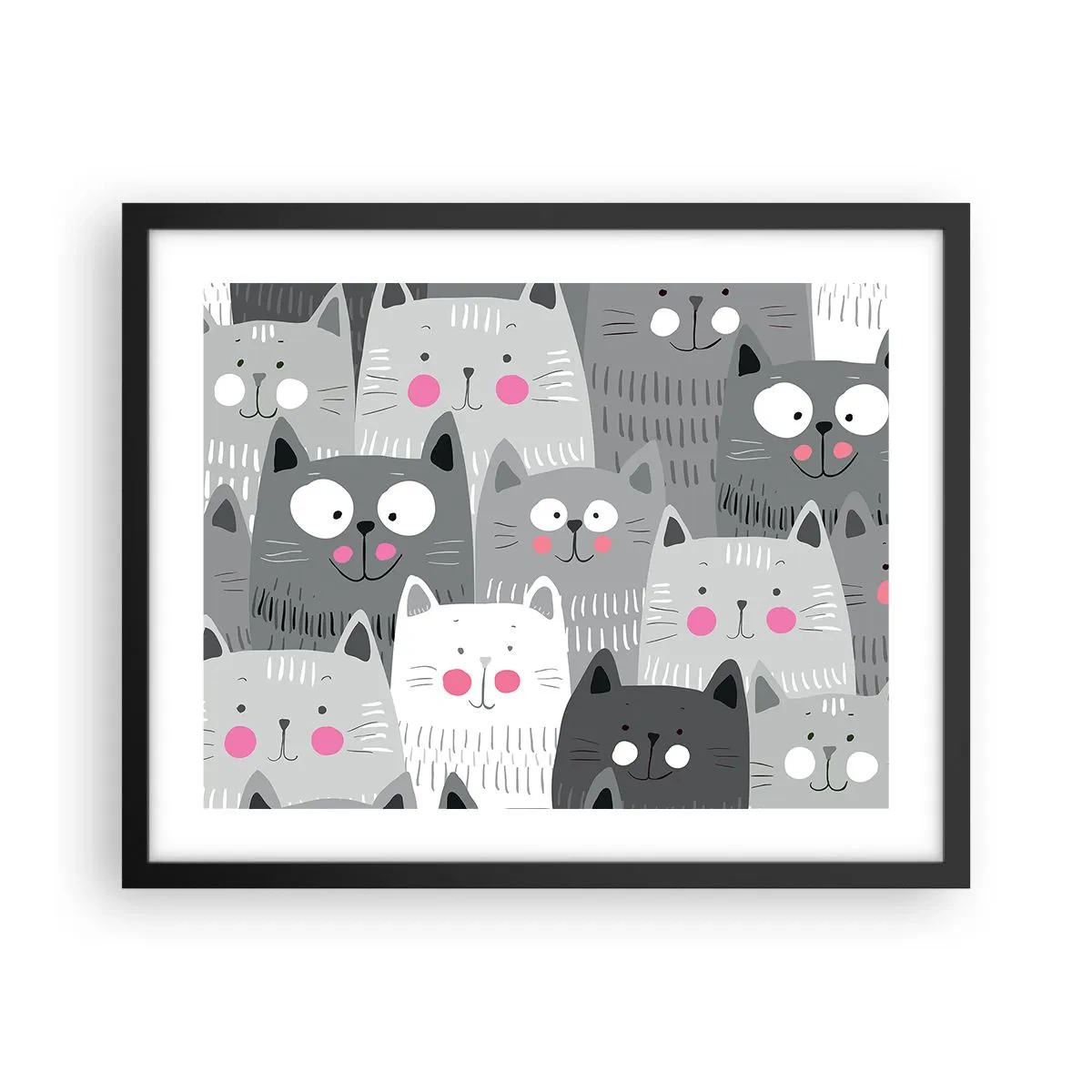 Poster in een zwarte lijst - De wereld van de kat - 50x40 cm