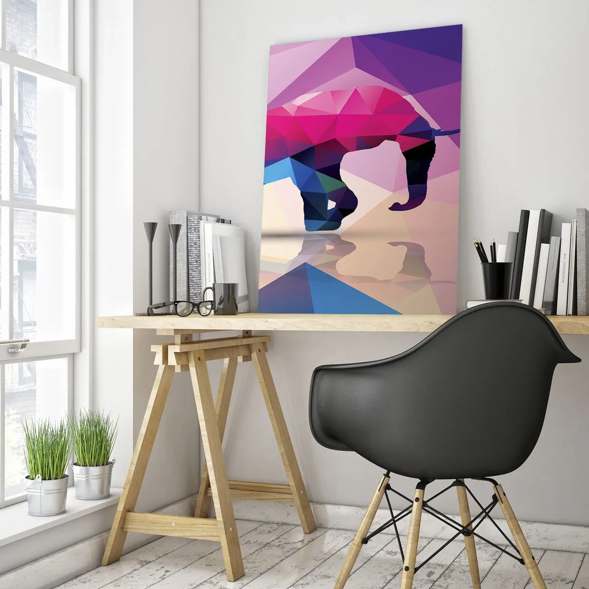 Schilderen op glas - Kristallen dinosaurus - 50x70 cm