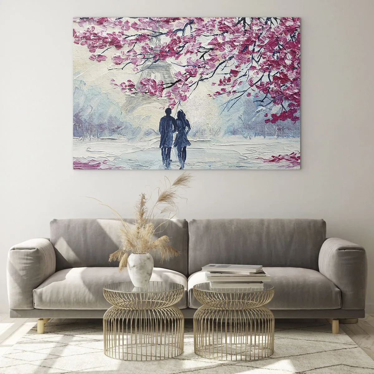 Schilderen op glas - Een romantische wandeling - 120x80 cm