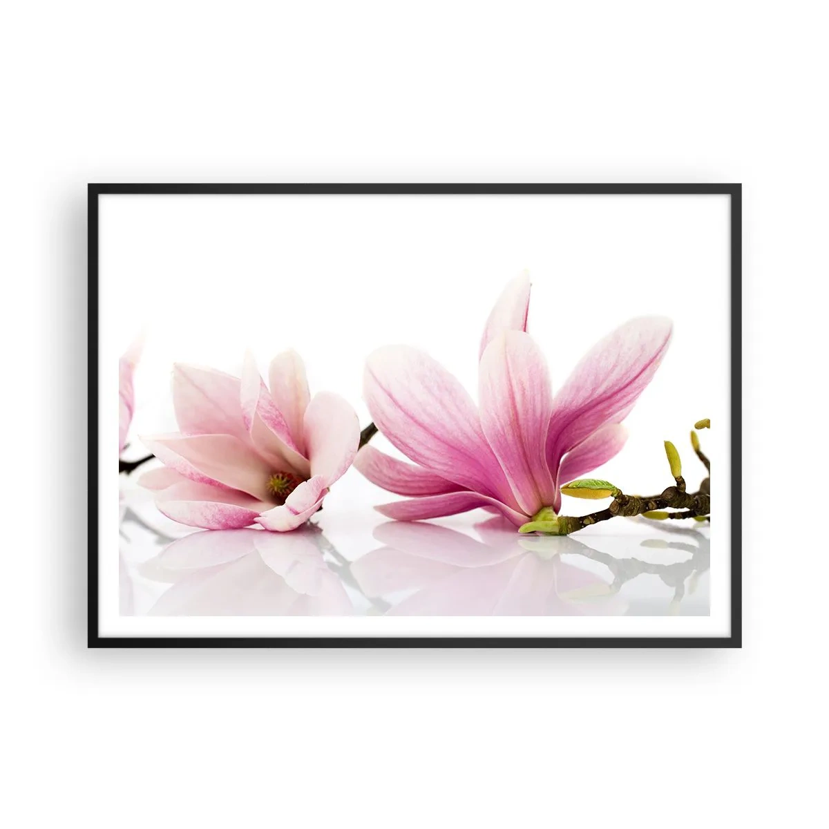 Poster in een zwarte lijst - Delicaat als een lentebriesje - 100x70 cm
