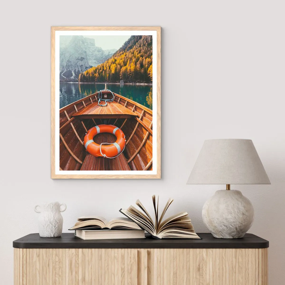 Een poster in een licht eiken lijst - Bergtocht - 70x100 cm