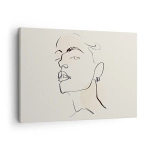 Schilderen op canvas - Minimalistische schets van een vrouwengezicht - 70x50cm - Een trotse blik - Moderne wanddecoratie voor woonkamer en slaapkamer ARTTOR