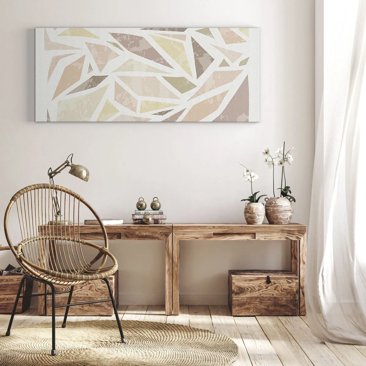 Schilderen op canvas - Gebrandschilderd glas compositie - 160x50 cm