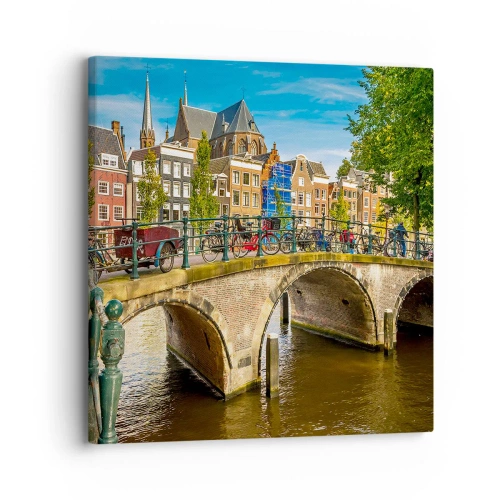 Schilderen op canvas - Lente aan de gracht - 30x30 cm