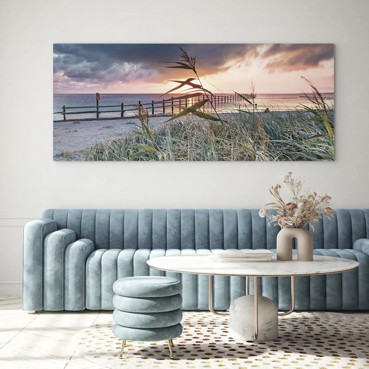 Schilderen op glas - Het gaat niet met de wind mee - 120x50 cm