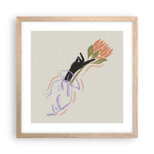 Een poster in een licht eiken lijst - Zusterlijke aanraking - 40x40 cm
