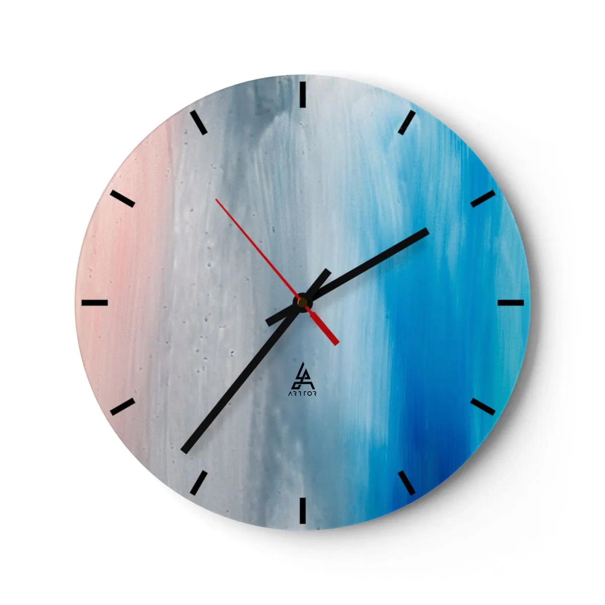 Wandklok - Klok - Pastelkleurovergangen van roze via grijs naar intens blauw - 30x30cm - Elementen: lucht - Moderne wanddecoratie voor woonkamer, keuken en slaapkamer ARTTOR