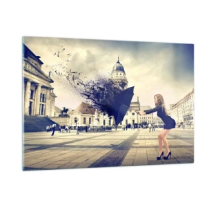 Schilderen op glas - Er is zo'n wind...  - 120x80 cm