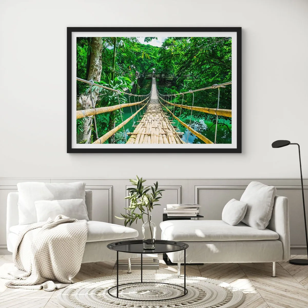 Poster in een zwarte lijst - Apenbrug over de green - 100x70 cm