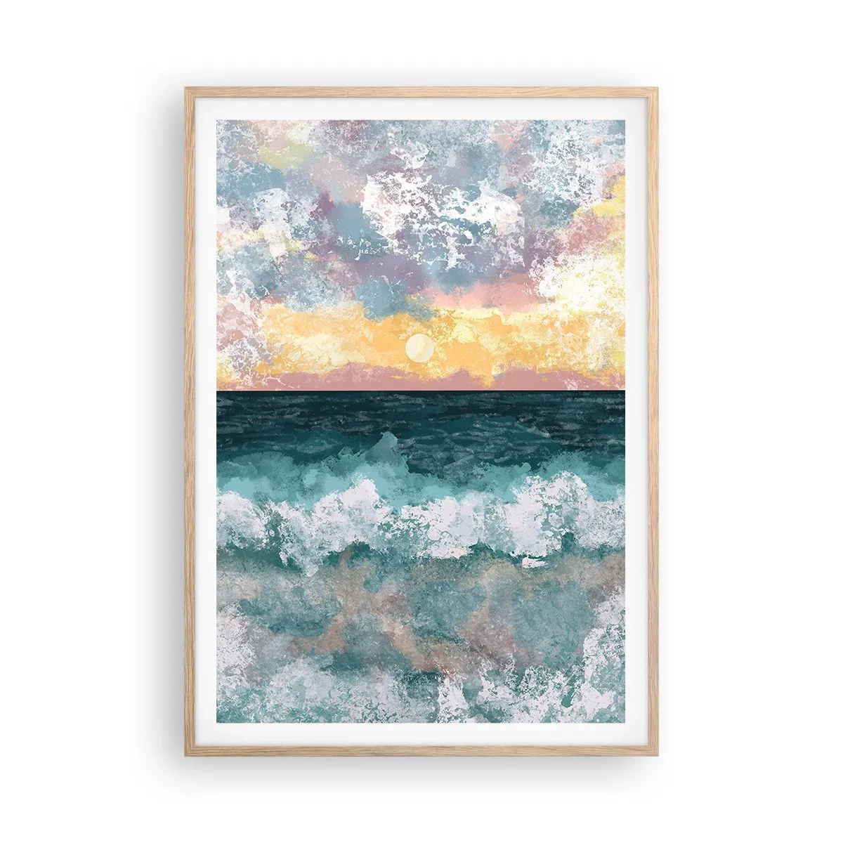 Een poster in een licht eiken lijst - Water, licht, lucht - 70x100 cm