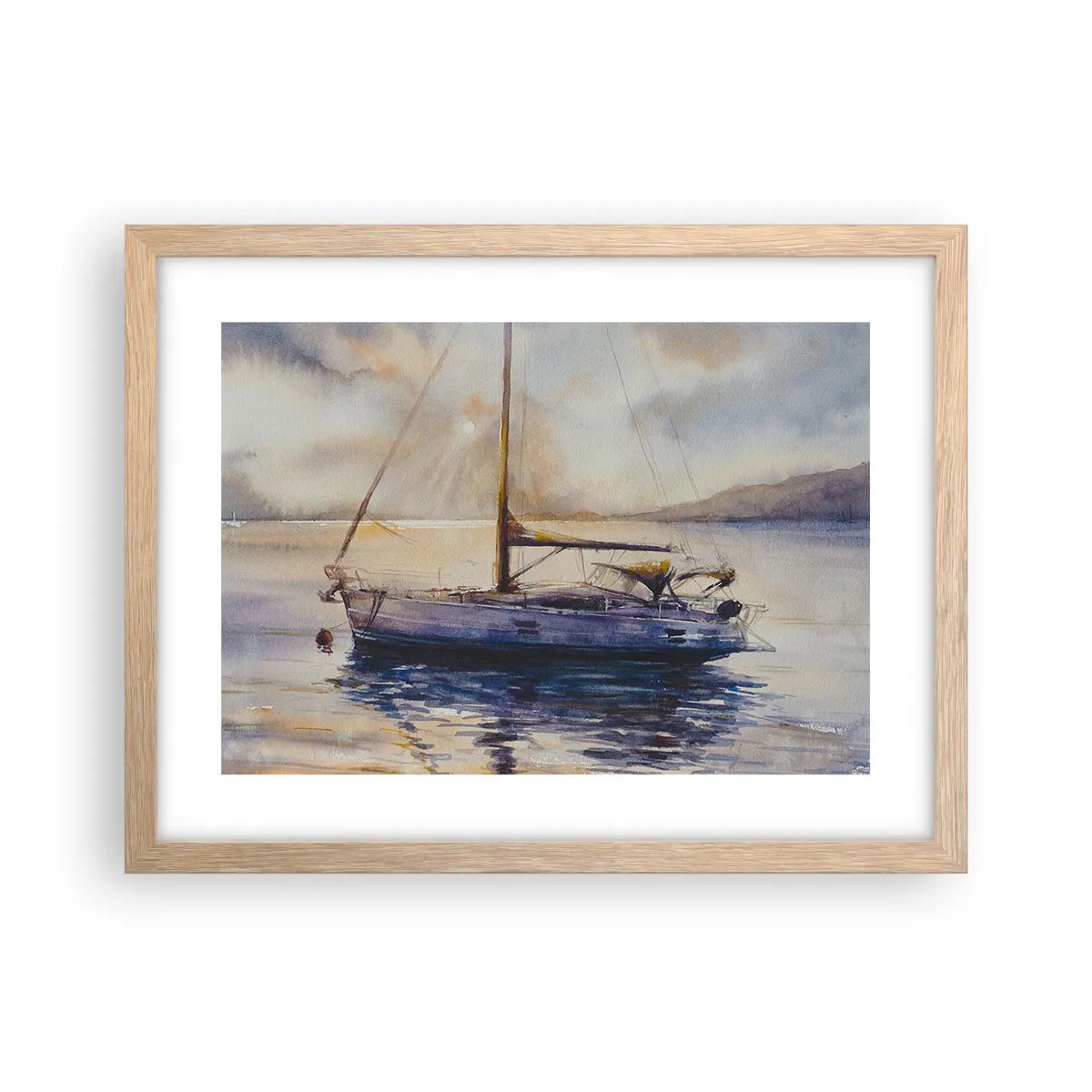 Een poster in een licht eiken lijst - Avond aan de baai - 40x30 cm