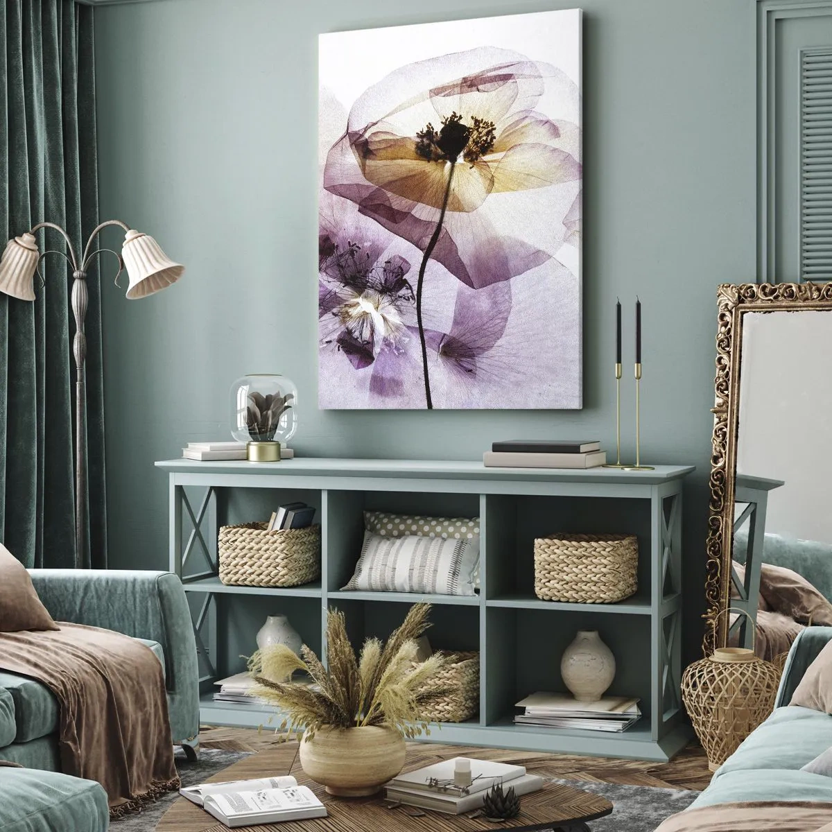 Schilderen op canvas - Transparante lichaamsbloemen - 80x120 cm