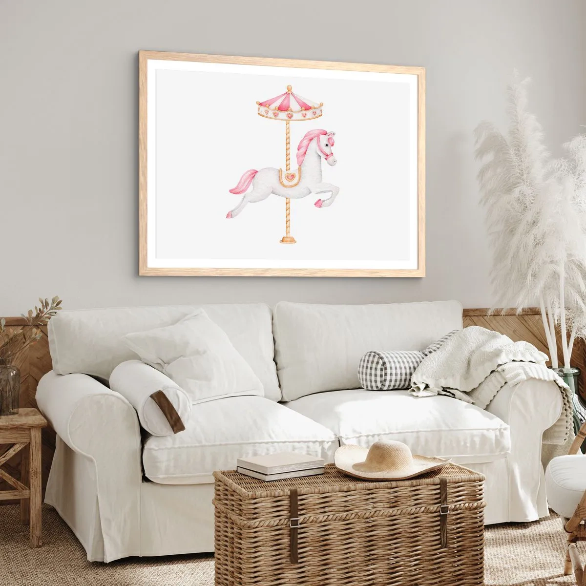 Een poster in een licht eiken lijst - Hij raakte de grond rennend - 50x40 cm