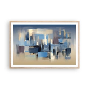 Een poster in een licht eiken lijst - Blauwe constructie - 91x61 cm