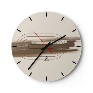 Wandklok - Klok - Een minimalistisch patroon met lijnen en een beige achtergrond. - 30x30cm - Een briesje grijs - Moderne wanddecoratie voor woonkamer, keuken en slaapkamer ARTTOR